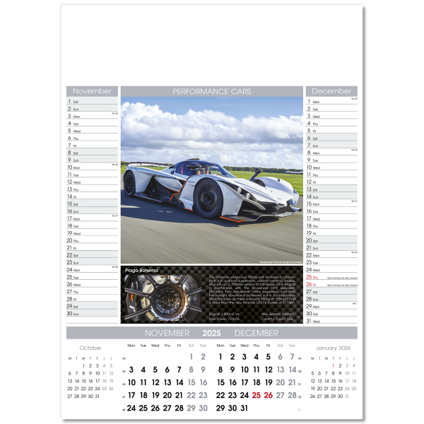 Performance Cars Wall Calendar